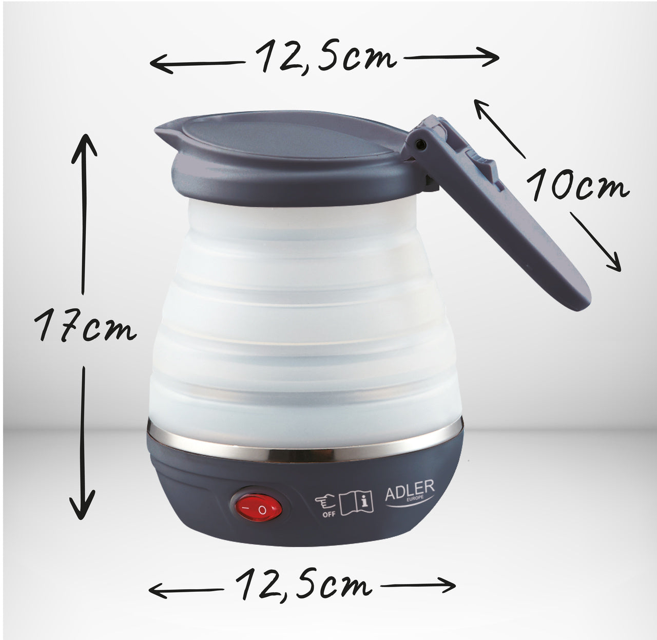 Adler AD 1279 0,6L 750W silikona saliekamais ceļojumu tējkanna