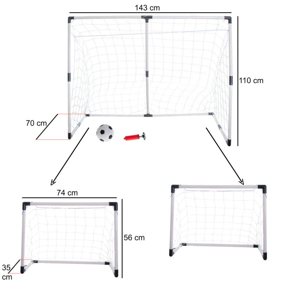 Bērnu futbola vārti 2in1 143x110x70cm