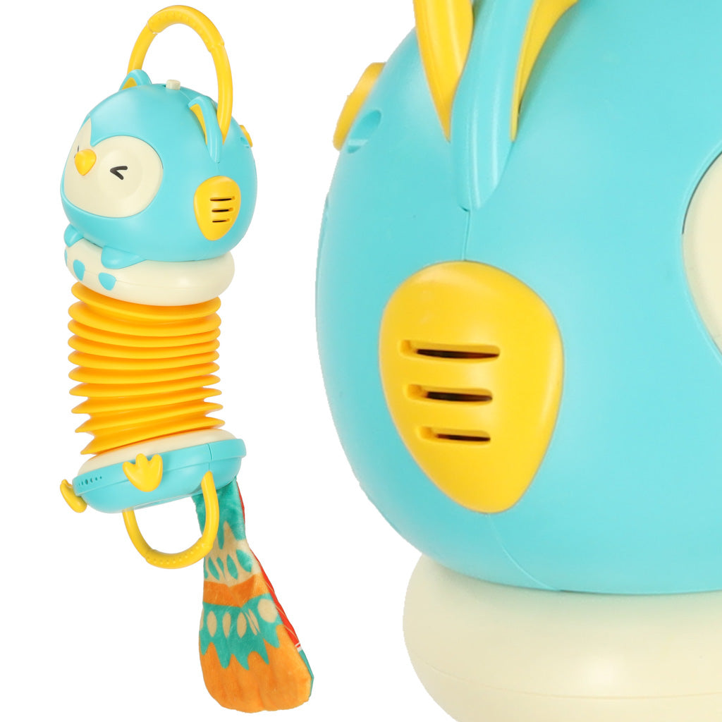 Harmonija akordeons bērniem oranža pūce spēlē LED 30cm
