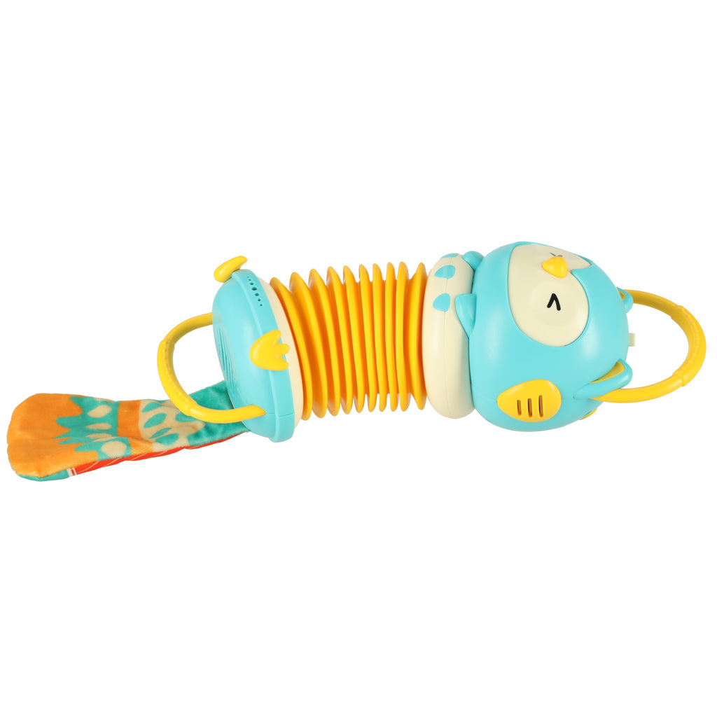 Harmonija akordeons bērniem oranža pūce spēlē LED 30cm