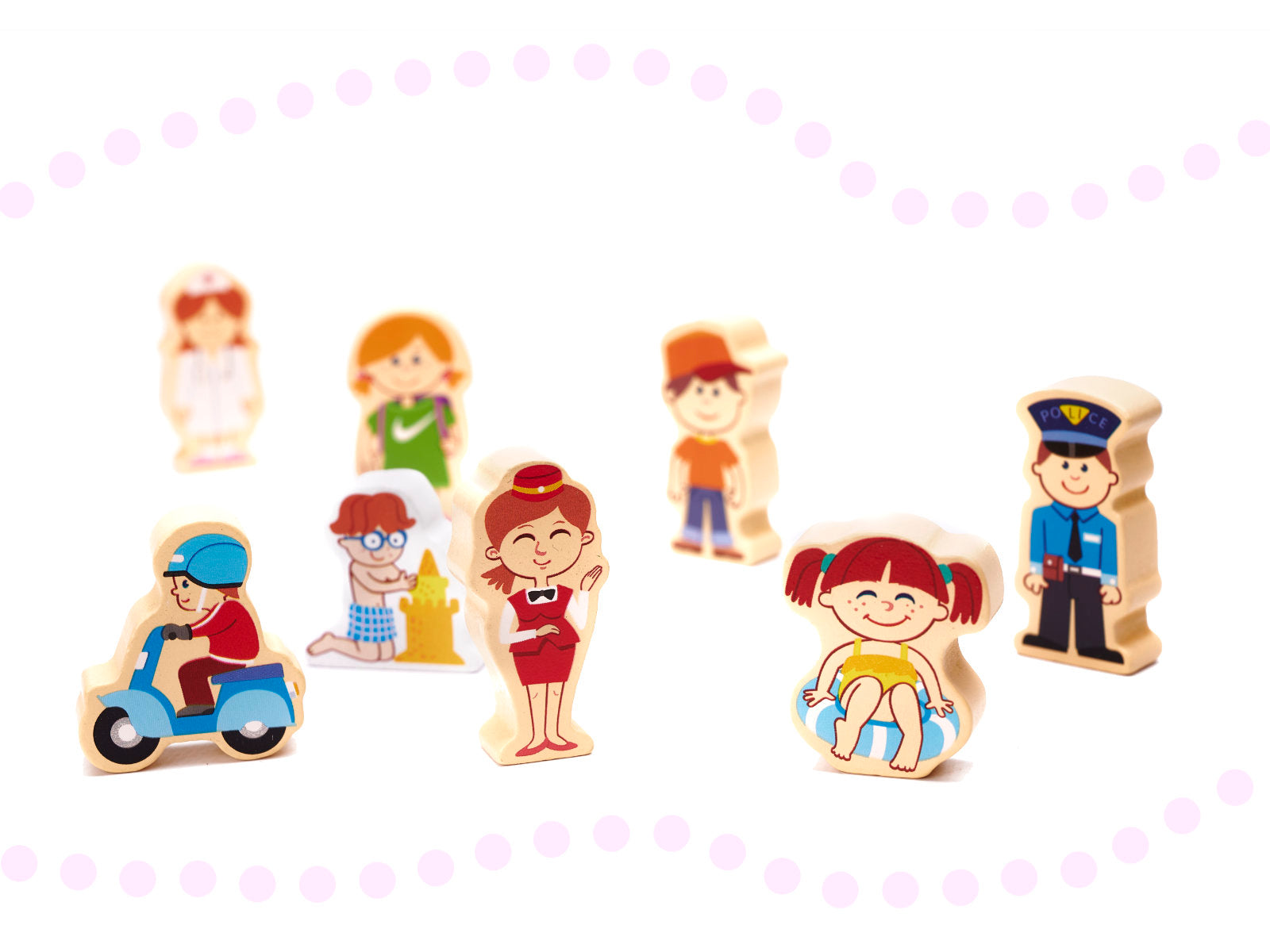 Izglītojoši koka pilsētas puzles klucīši 120el.