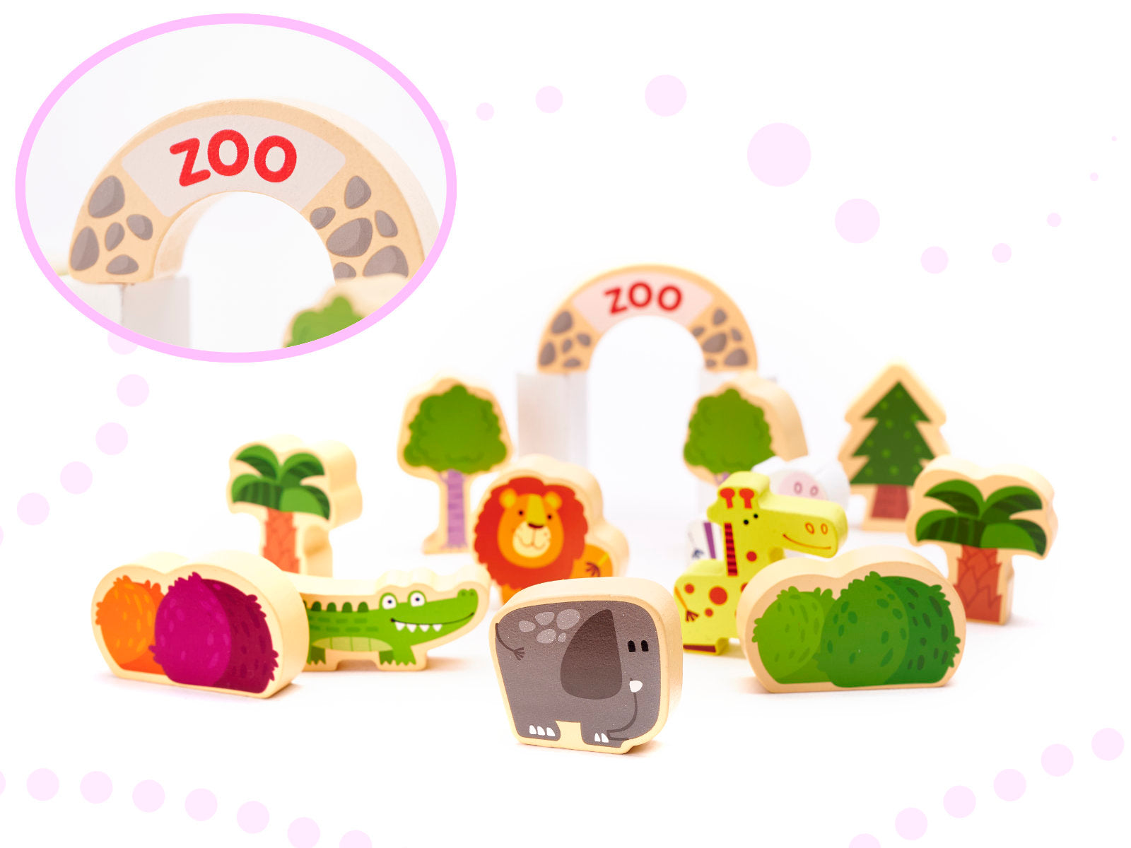 Izglītojoši koka pilsētas puzles klucīši 120el.