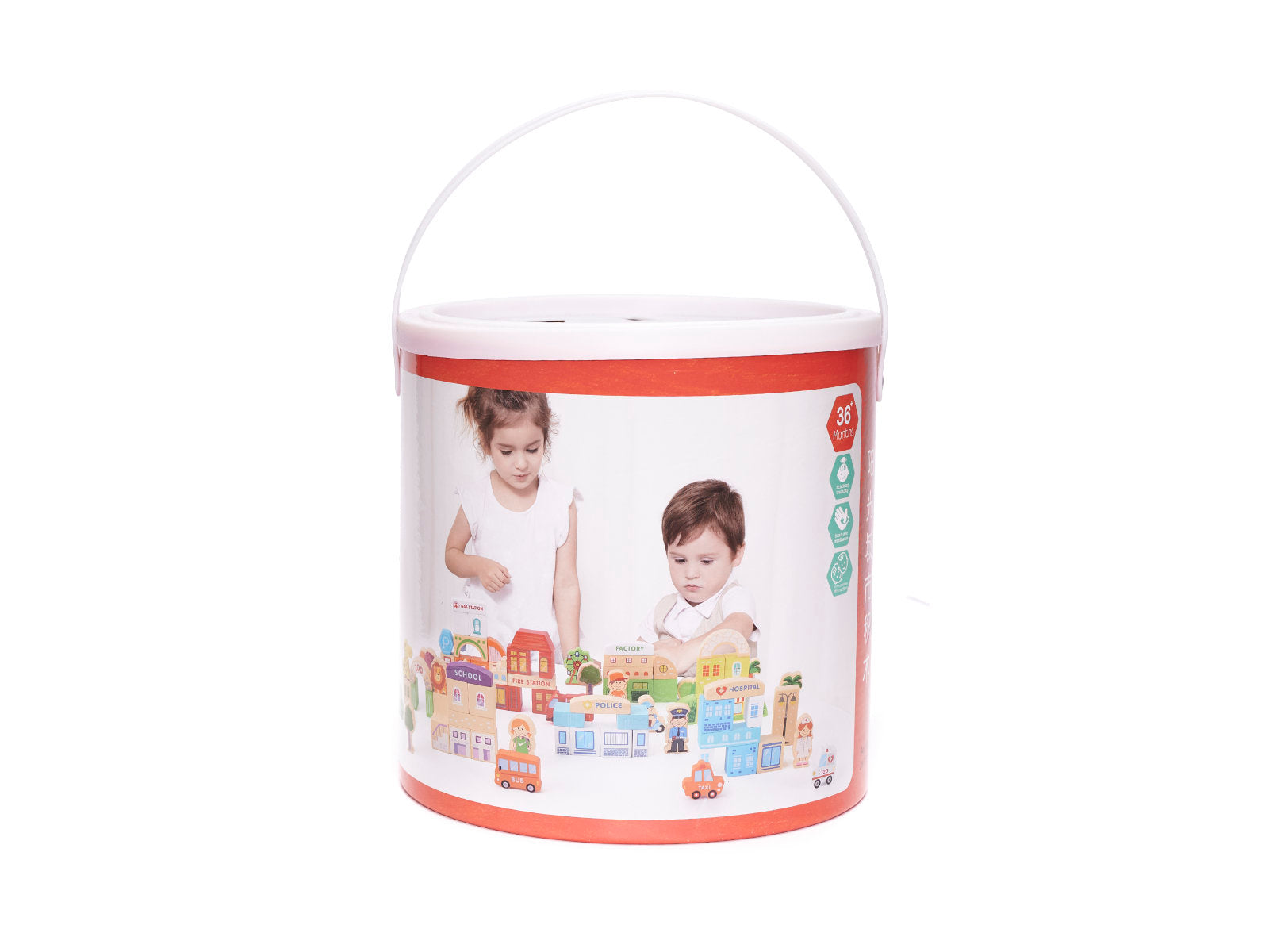 Izglītojoši koka pilsētas puzles klucīši 120el.