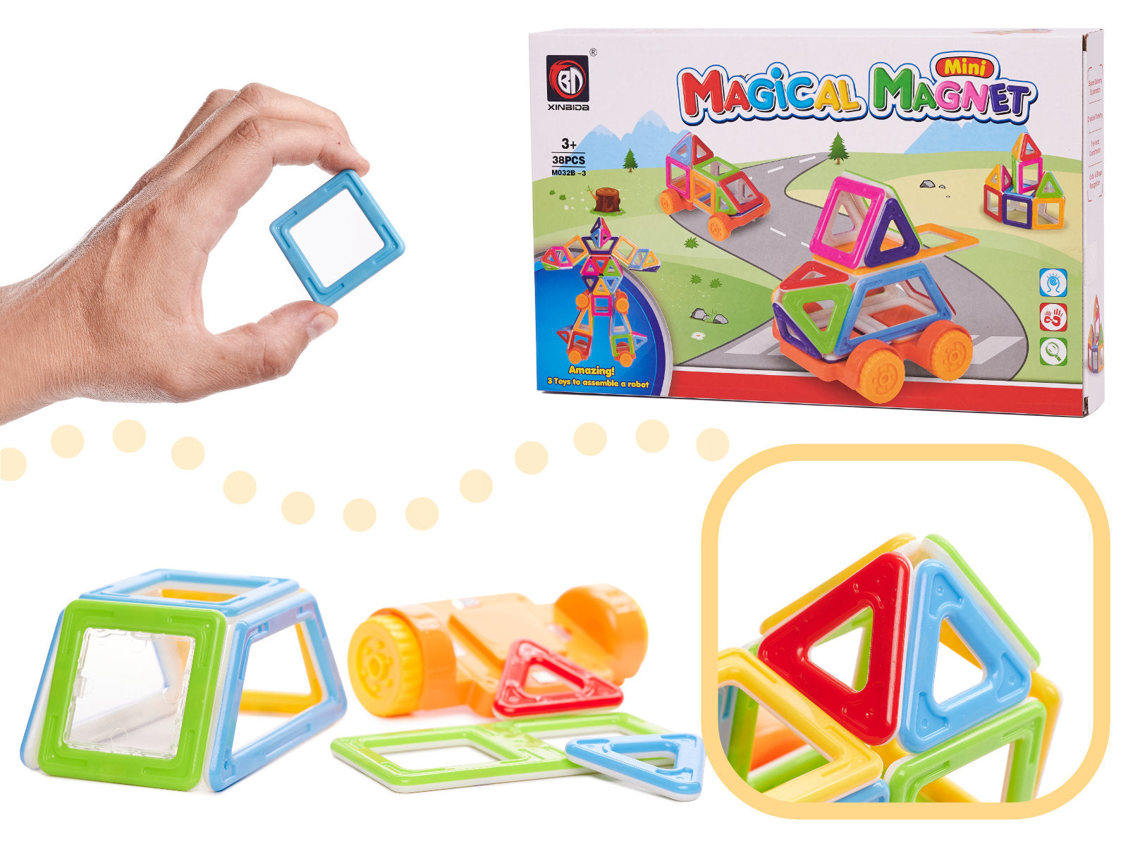 Magnētiskie ķieģeļi MAGICAL MAGNET MINI 38gab 3+ v1