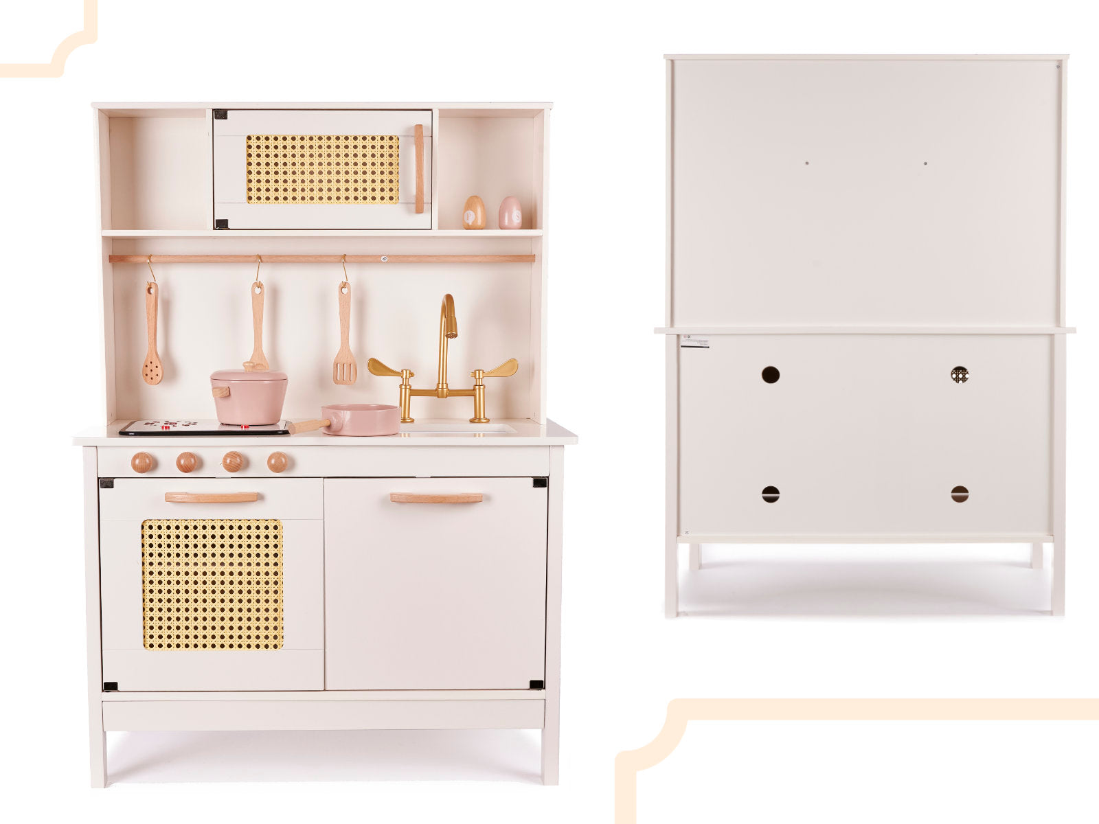 Bērnu retro MDF koka virtuve ar BOHO aksesuāriem
