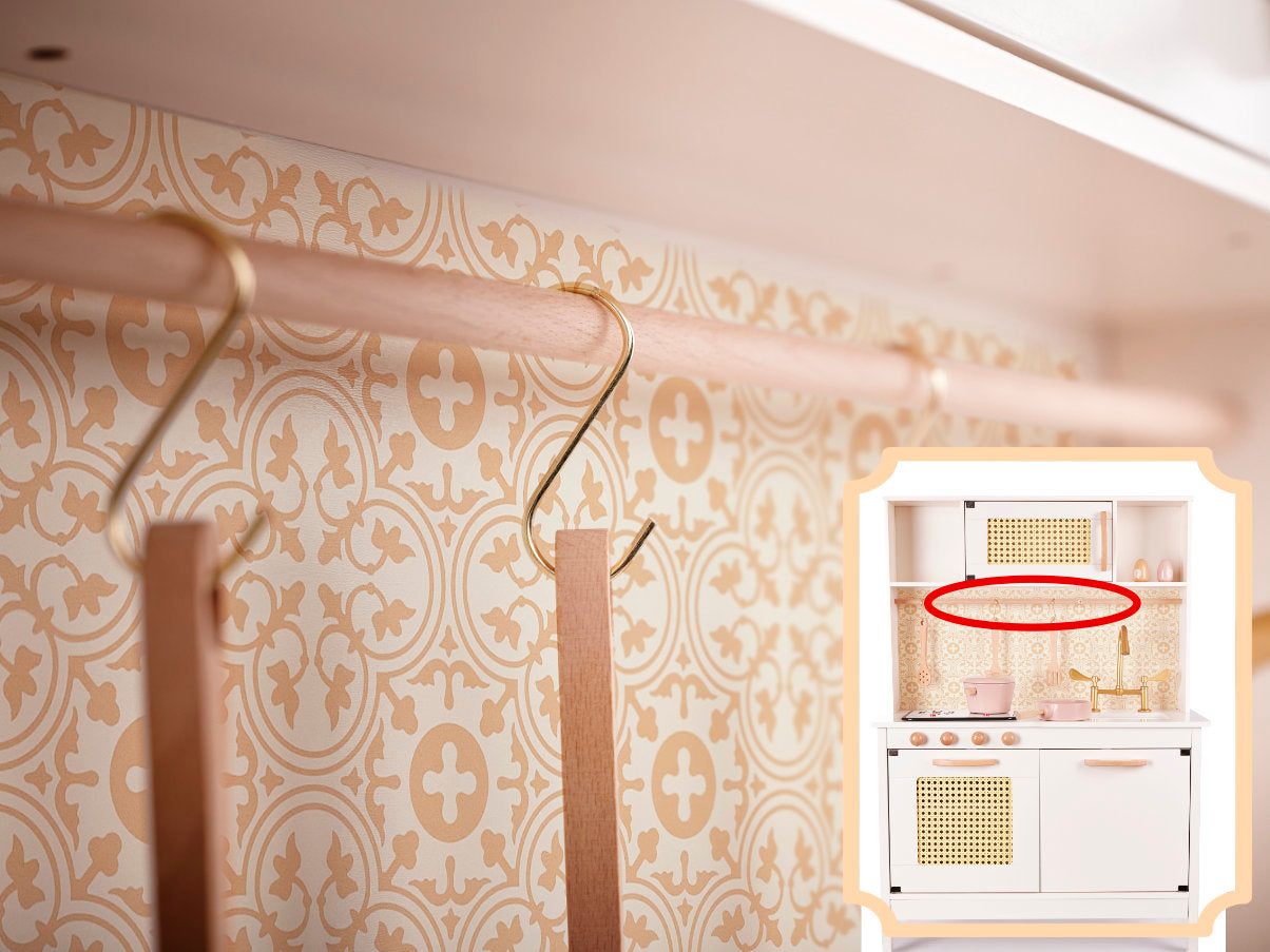 Bērnu retro MDF koka virtuve ar BOHO aksesuāriem