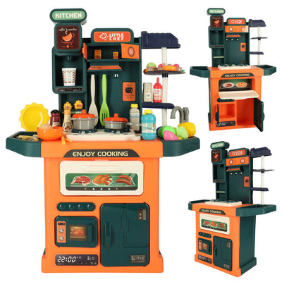 Bērnu plastmasas virtuve ar krāna lampiņām 77 gab. komplekts