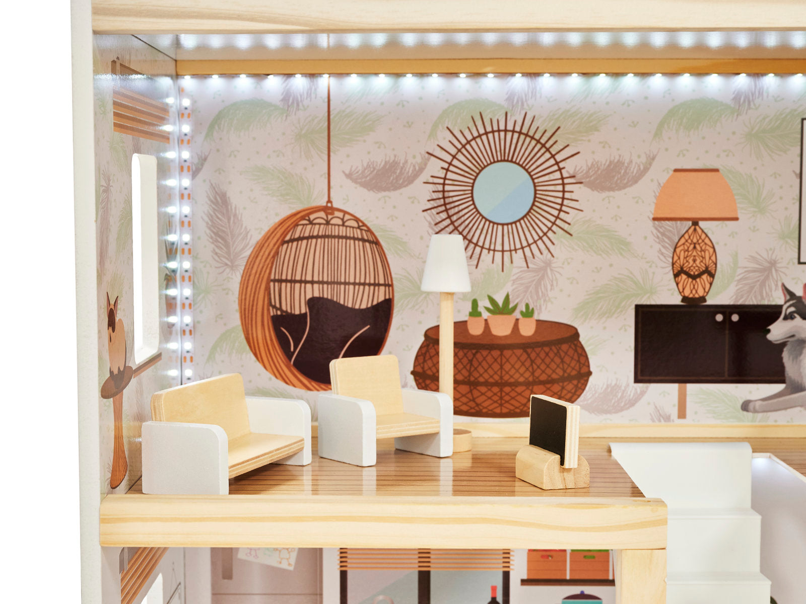 LULILO koka leļļu māja FLORO boho LED