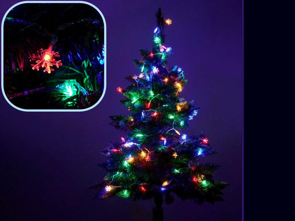 LED sniegpārsliņu ķēdes apgaismojums 10m 100LED daudzkrāsains