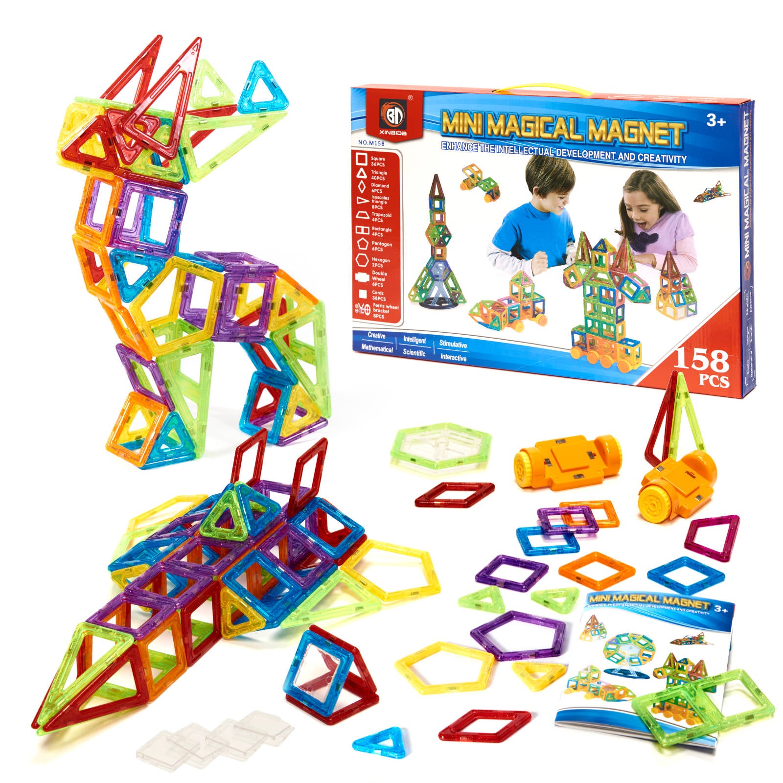 Magical magnētu komplekts bērniem 158 vienības