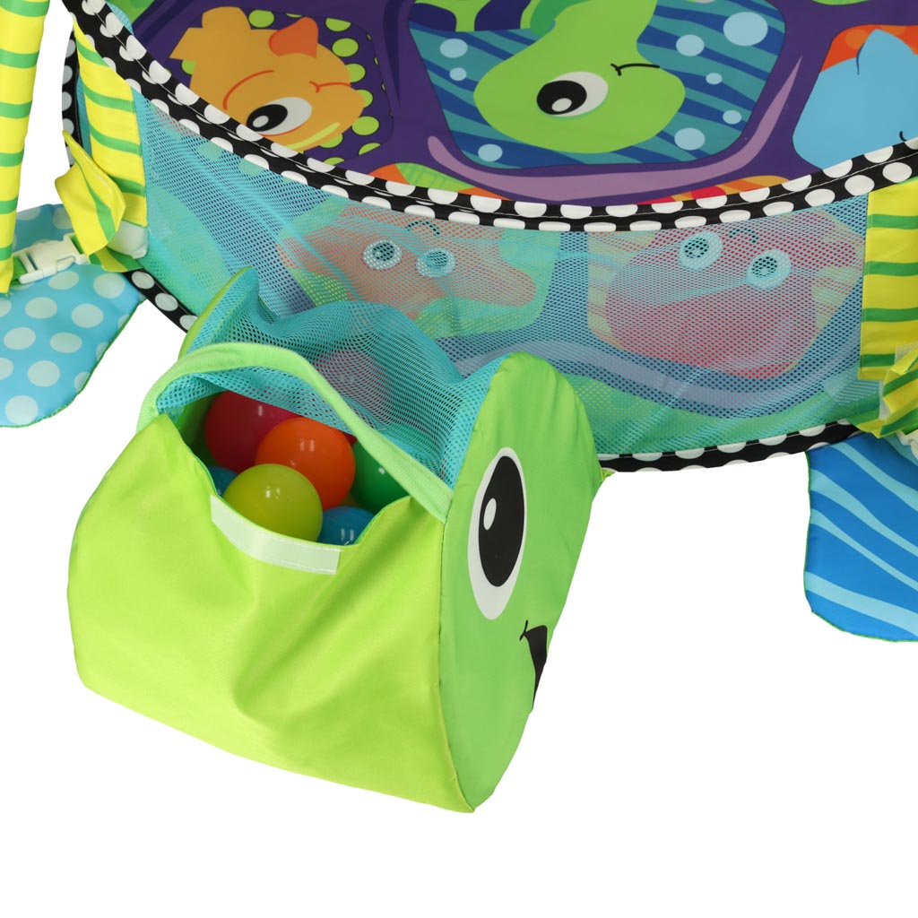 Izglītojošs paklājiņš 3in1 bruņurupucis rotaļu krēsls liels 0+ 30 bumbiņas