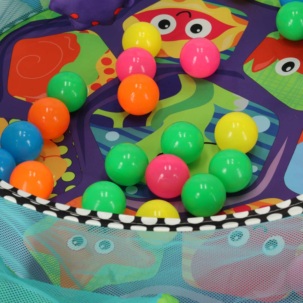 Izglītojošs paklājiņš 3in1 bruņurupucis rotaļu krēsls liels 0+ 30 bumbiņas