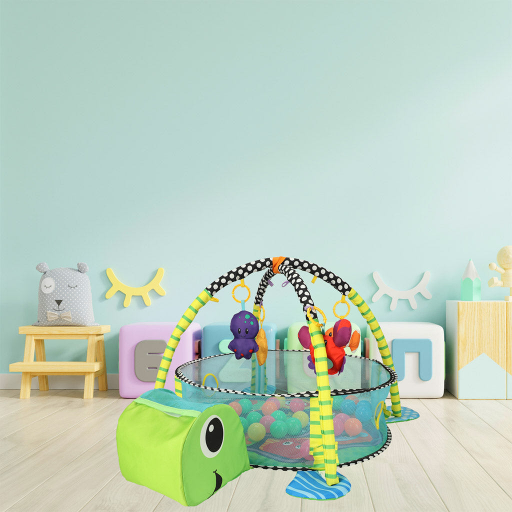 Izglītojošs paklājiņš 3in1 bruņurupucis rotaļu krēsls liels 0+ 30 bumbiņas