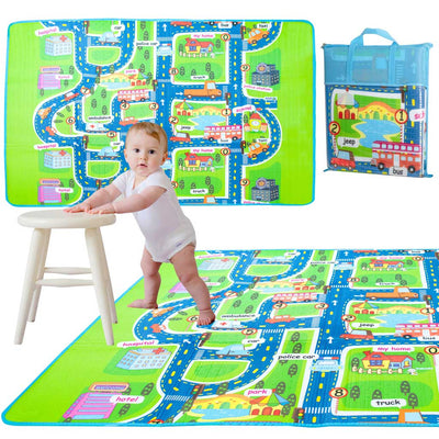 Izglītojošs putuplasta paklājs bērniem ielas 160x130cm