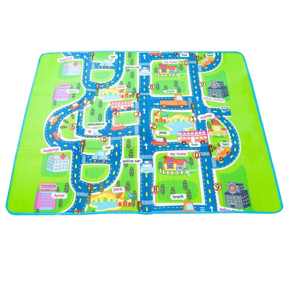 Izglītojošs putuplasta paklājs bērniem ielas 160x130cm