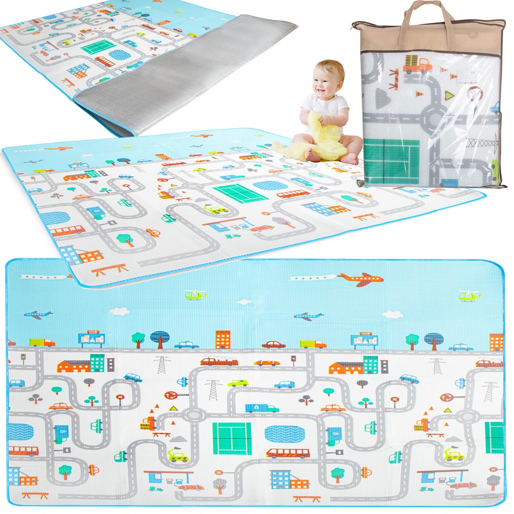 Izglītojošs putuplasta paklājs bērniem ielas 180x200cm