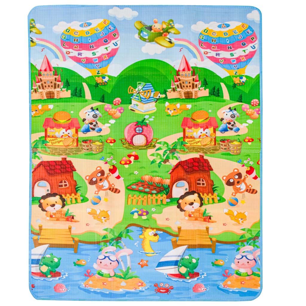 Izglītojošs divpusējs putuplasta rotaļu laukuma paklājs 180x120cm