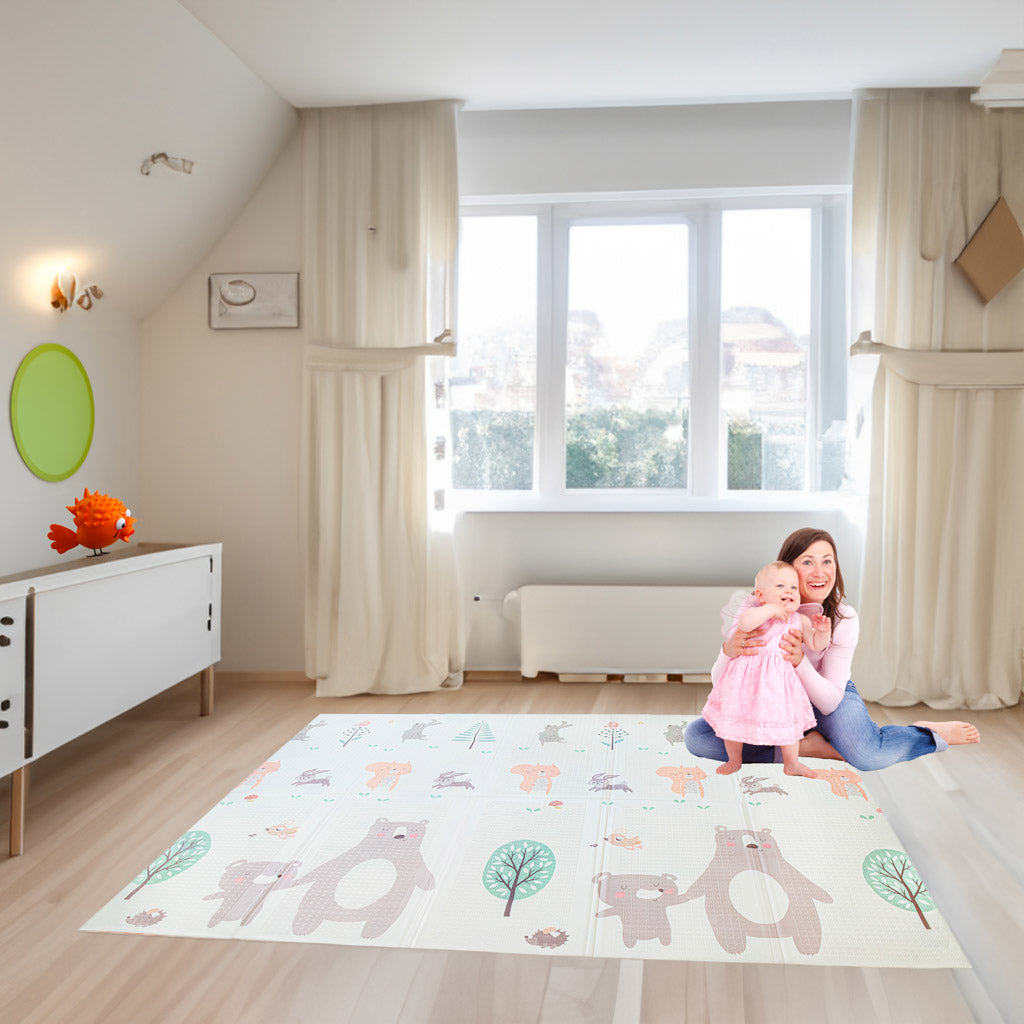 Izglītojošs saliekams abpusējs eža/ lāča 150x195cm izvelkamais porolona paklājs