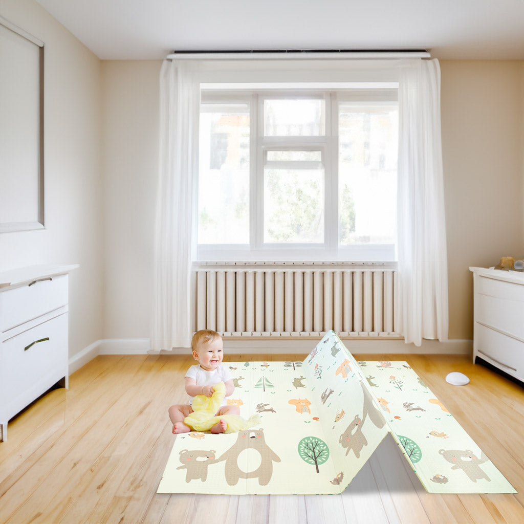 Izglītojošs salokāms putuplasta divpusējs pilsētas/meža paklājs 200 x 180cm x 0,8cm