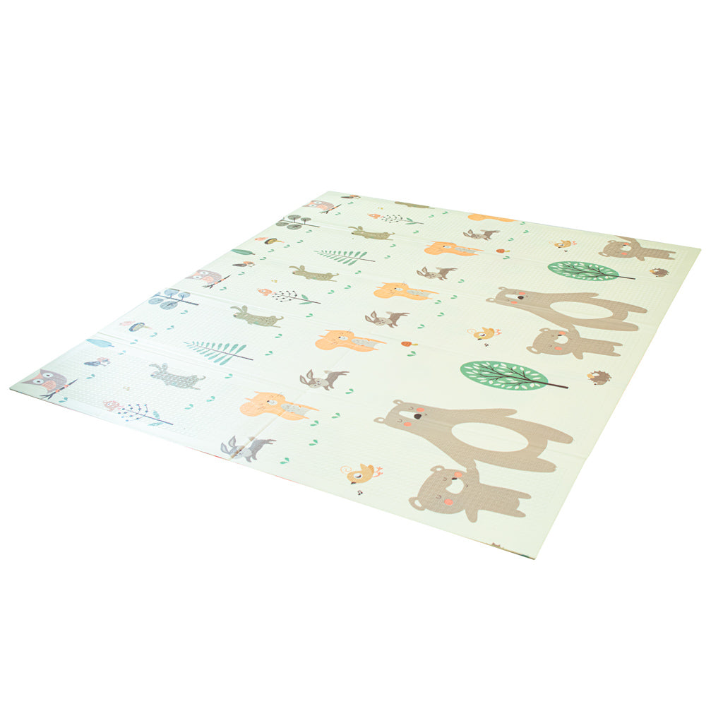 Izglītojošs salokāms putuplasta divpusējs pilsētas/meža paklājs 200 x 180cm x 0,8cm