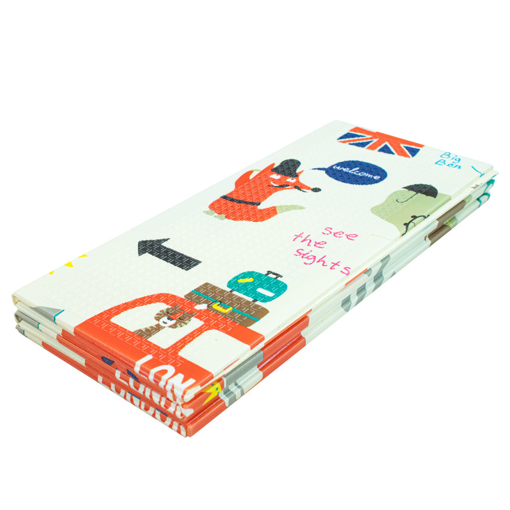 Izglītojošs salokāms putuplasta divpusējs pilsētas/meža paklājs 200 x 180cm x 0,8cm