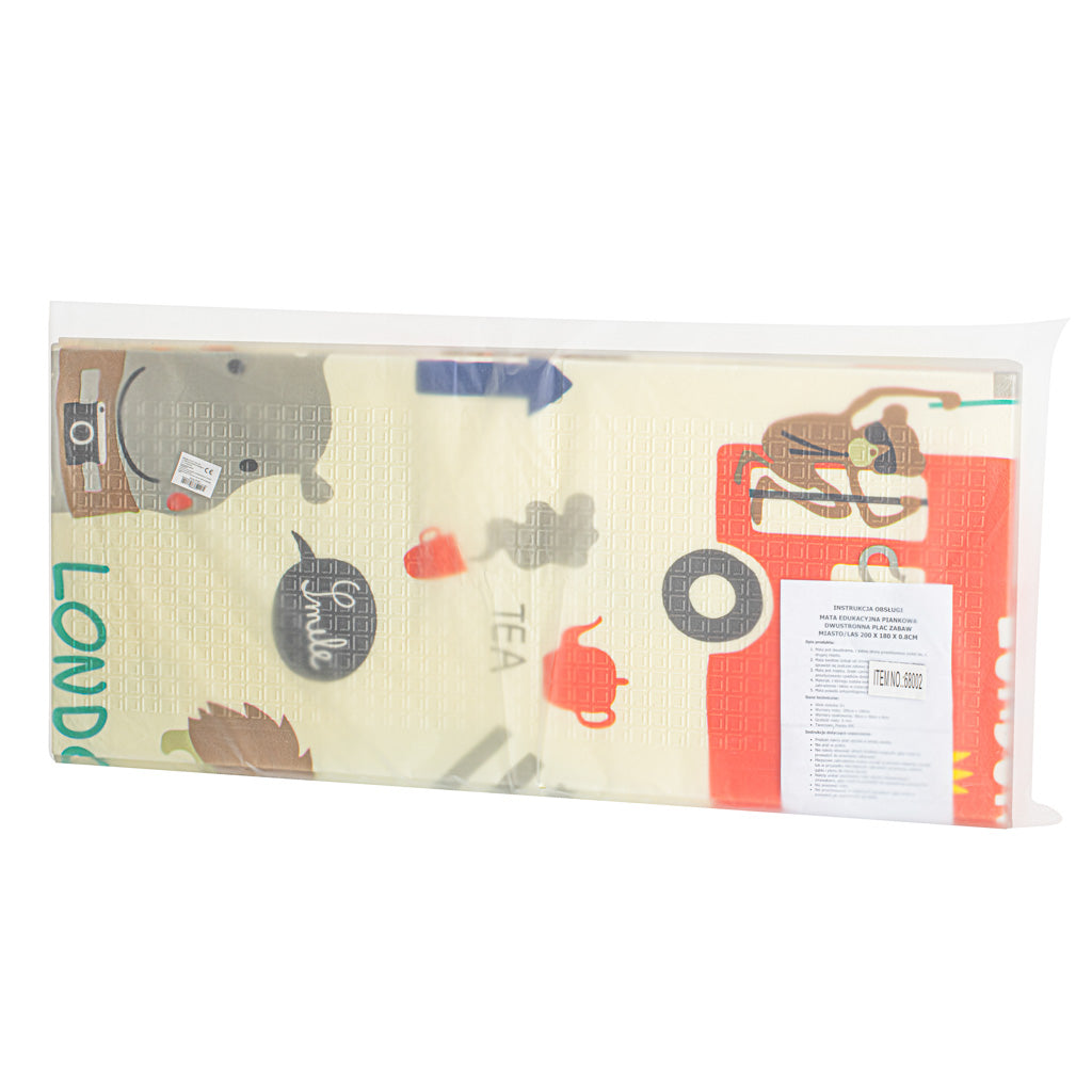 Izglītojošs salokāms putuplasta divpusējs pilsētas/meža paklājs 200 x 180cm x 0,8cm