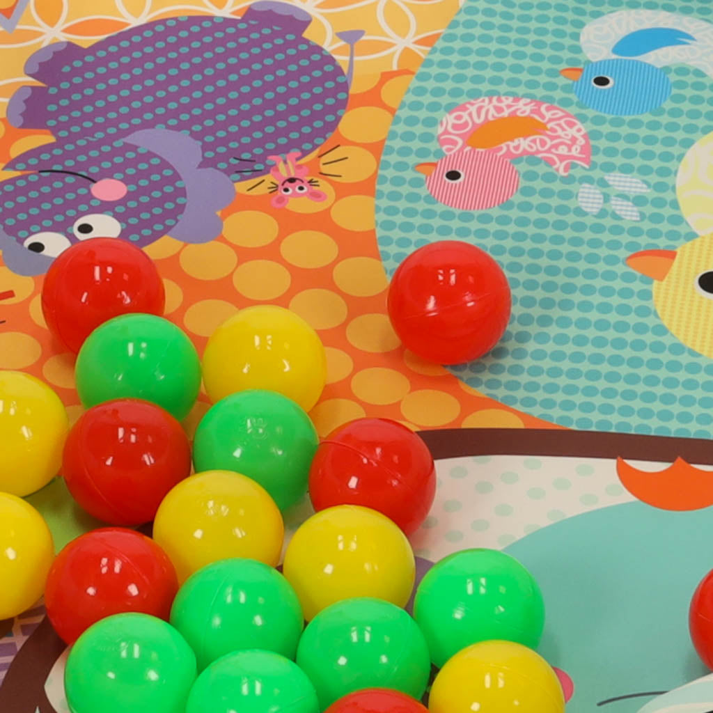 Izglītojošs paklājiņš mazuļiem rotaļu krātiņš grabulīši bumbiņas