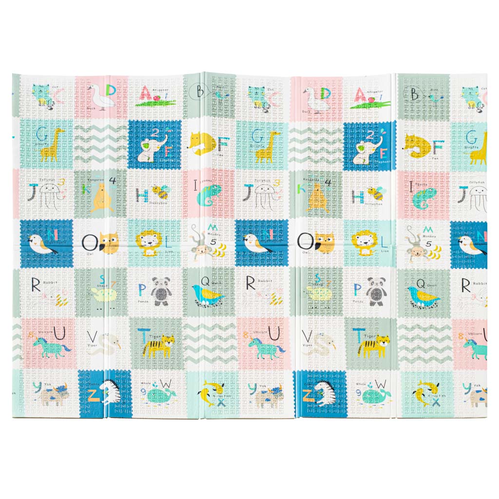 Izglītojošs divpusējs salokāms putuplasta paklājs 179x198 ziloņi/attēli