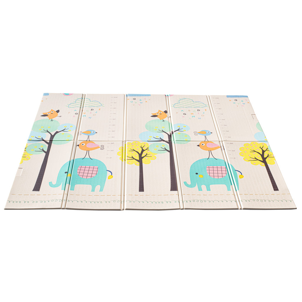 Izglītojošs divpusējs salokāms putuplasta paklājs 179x198 ziloņi/attēli