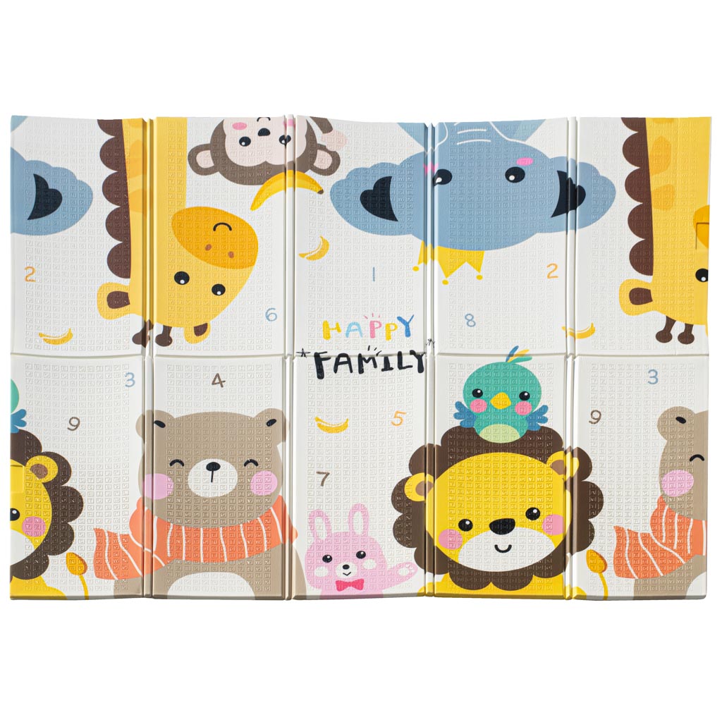 Izglītojošs salokāms divpusējs putuplasta paklājs 179x198 dzīvnieki/ielas