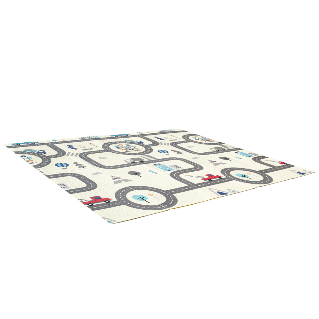 Izglītojošs salokāms divpusējs putuplasta paklājs 179x198 dzīvnieki/ielas