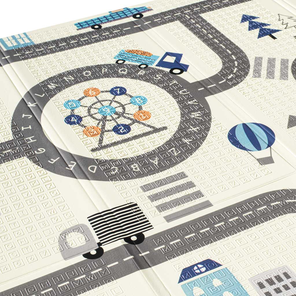 Izglītojošs salokāms divpusējs putuplasta paklājs 179x198 dzīvnieki/ielas