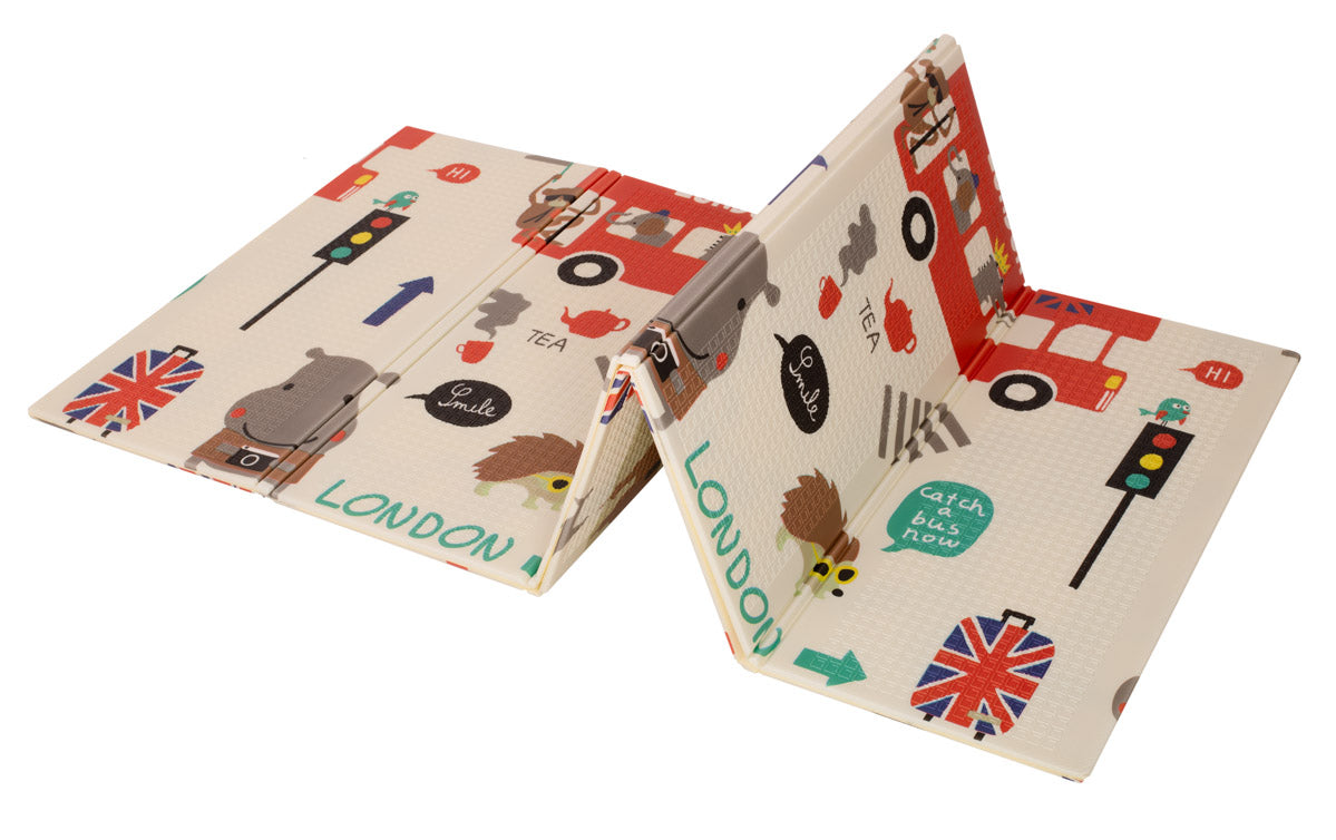 Izglītojošs salokāms putuplasta divpusējs pilsētas/meža paklājs 200 x 180cm x 0,8cm