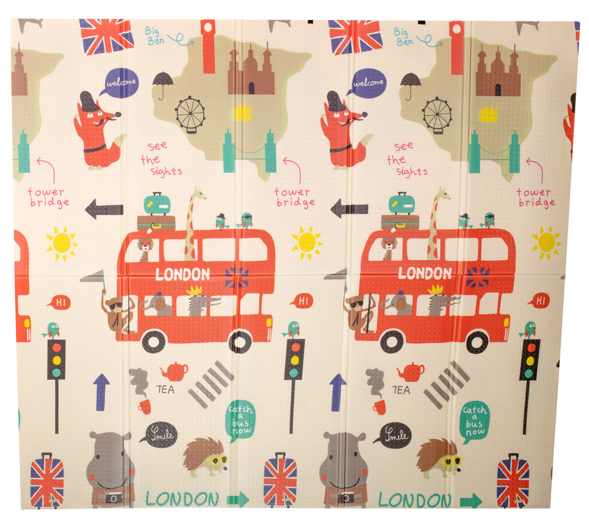 Izglītojošs salokāms putuplasta divpusējs pilsētas/meža paklājs 200 x 180cm x 0,8cm