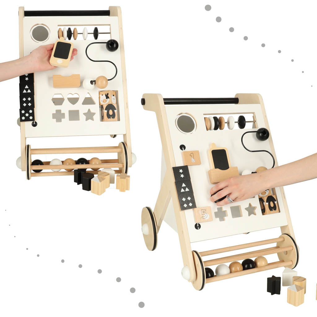 Izglītojošs koka bērnu ratiņi ar šķirotāju