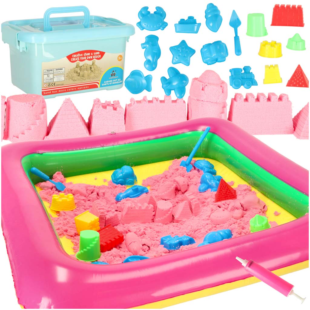 Kinētiskās smiltis kastē 2kg smilšu kaste + 16 formiņas