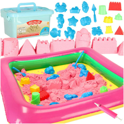 Kinētiskās smiltis kastē 2kg smilšu kaste + 16 formiņas