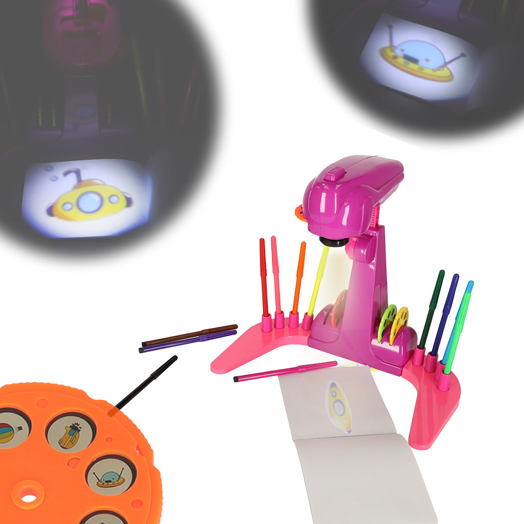 Projektora gaismu projektors, lai mācītos zīmēt diapozitīvus violetā krāsā