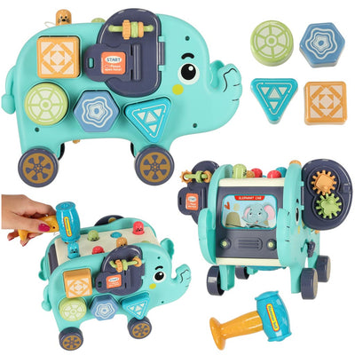 Interaktīvais montessori ziloņu šķirotājs 26cm āmurs