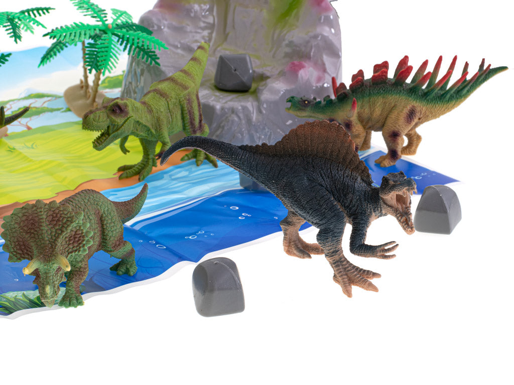 Dzīvnieku figūriņas dinozauri 7gab + paklājiņš un piederumu komplekts