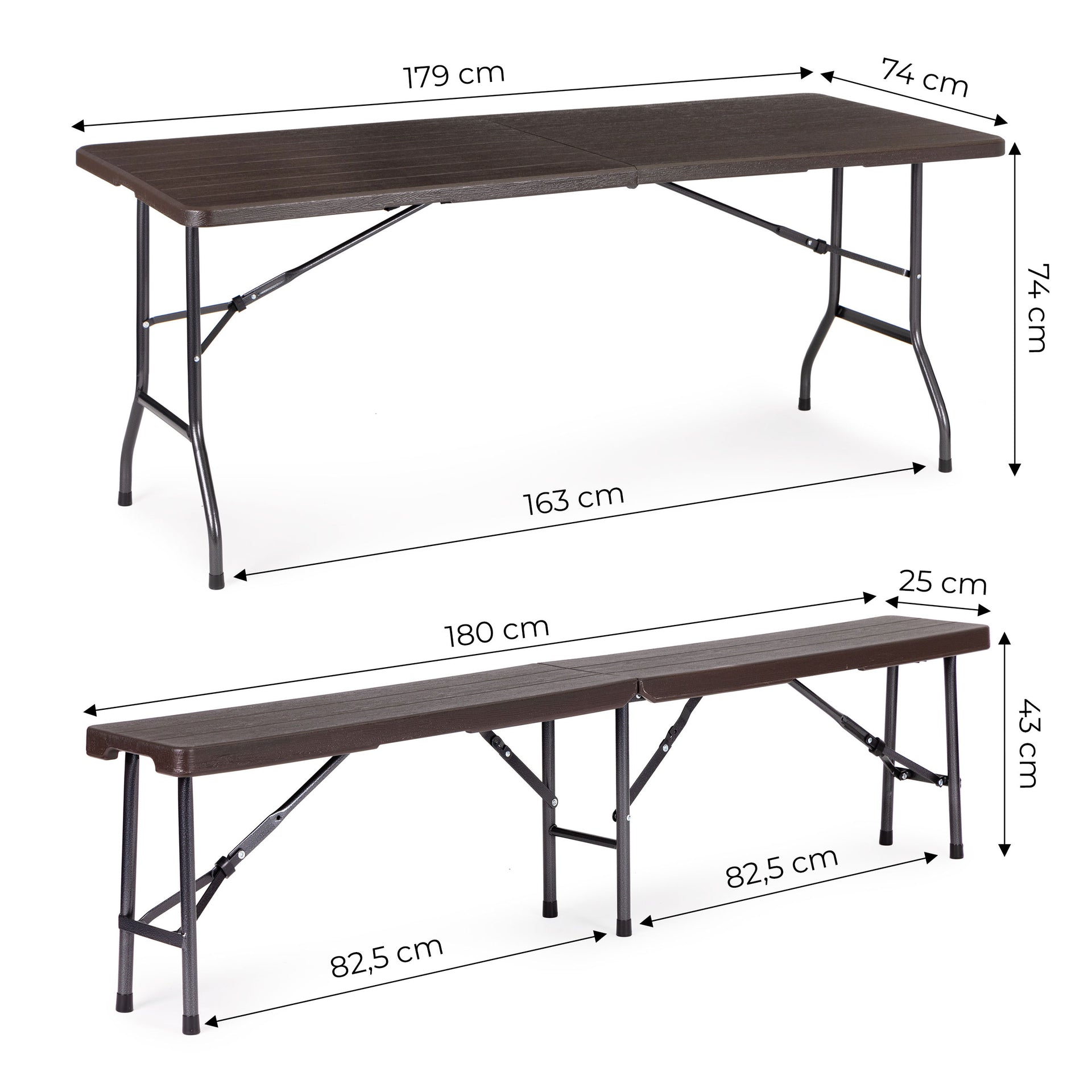 Ēdināšanas galds 180cm + 2 soliņi STABIL BROWN