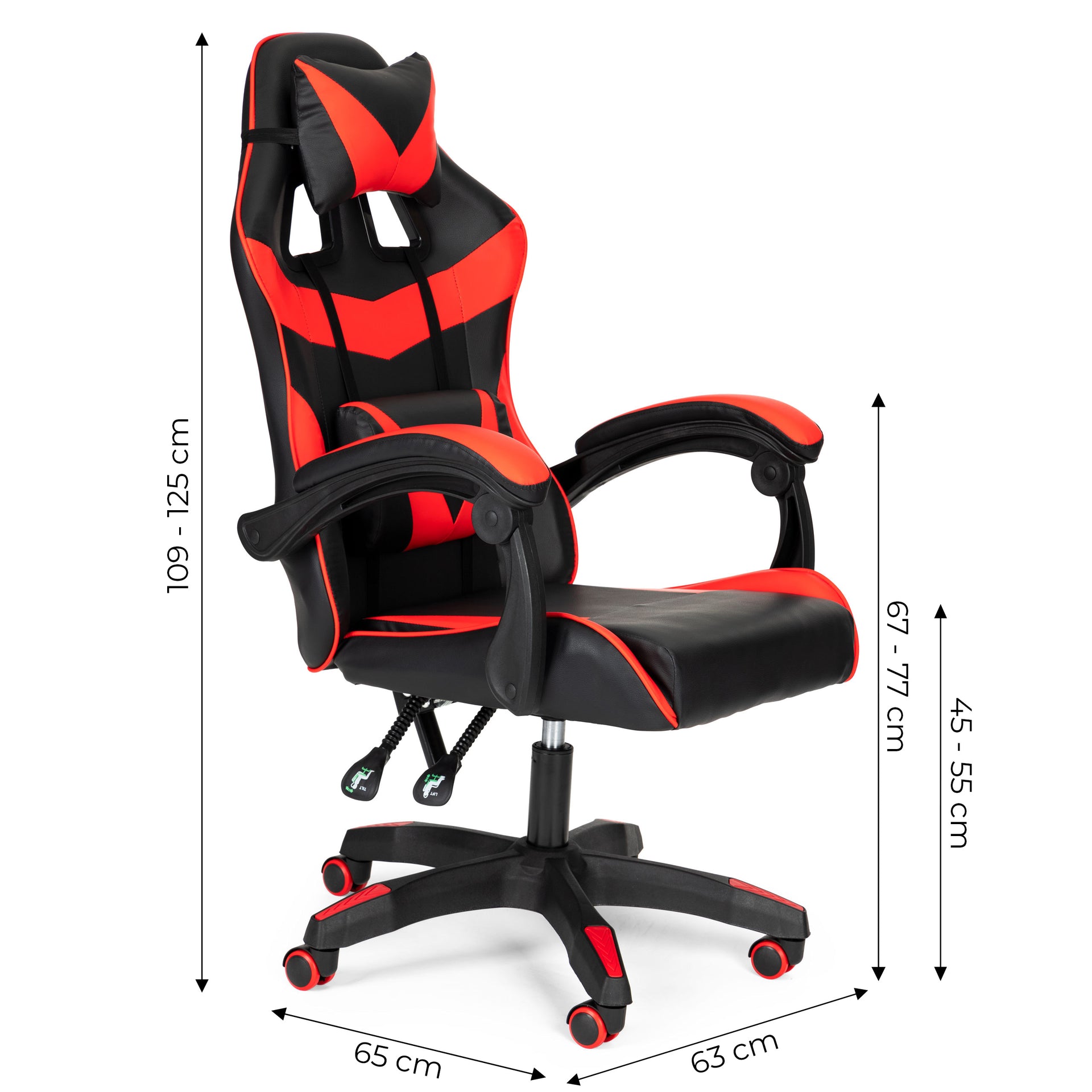 Kausa spēļu krēsls, biroja krēsls ar regulējumu un spilveniem