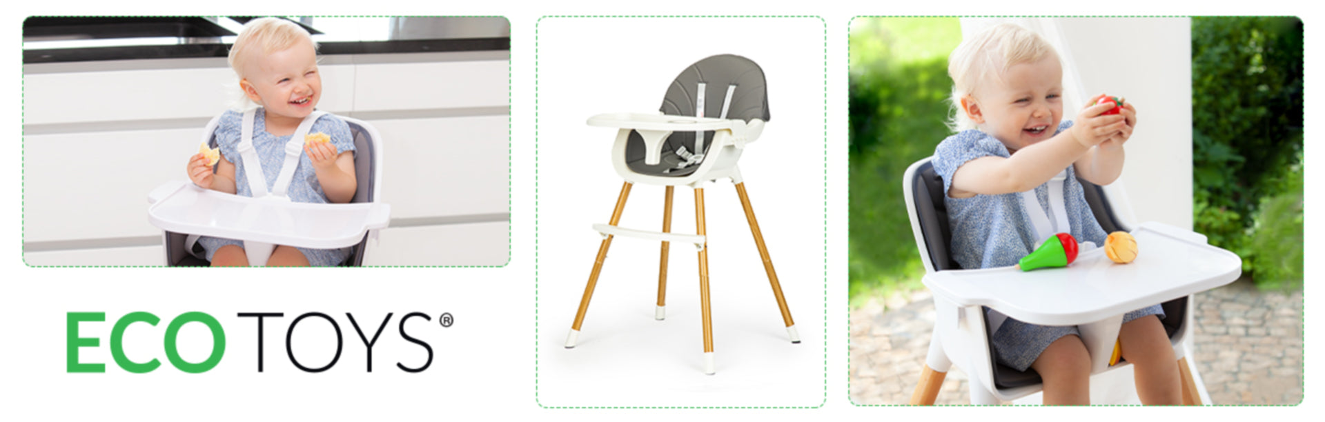 Barošanas krēsls 2in1 ECOTOYS Grey