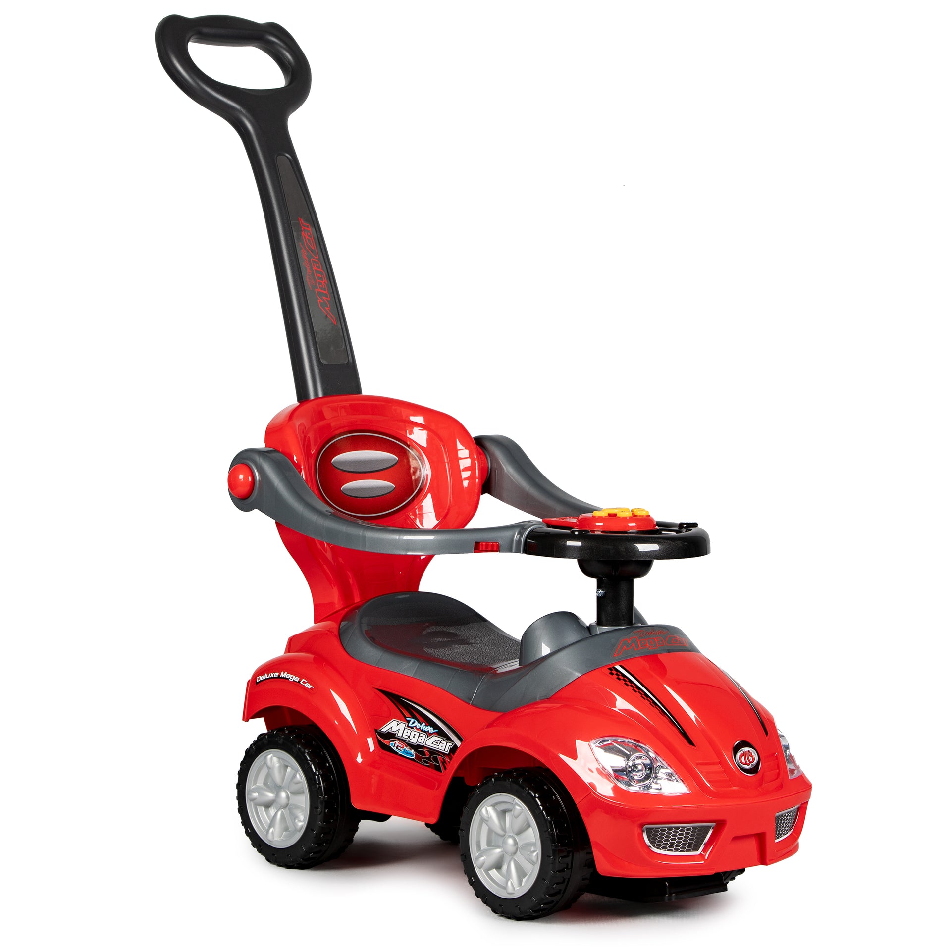Brauciet ar rotaļu stumjamo automašīnu Walker ar rokturi 3in1-red