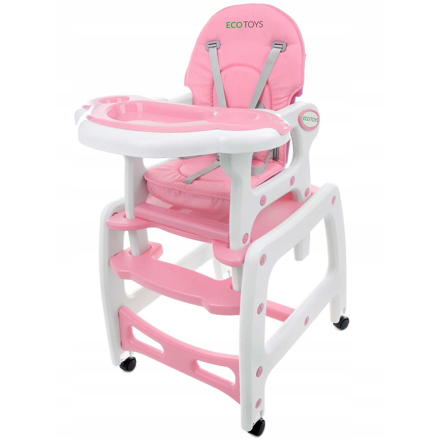 Barošanas krēsls, daudzfunkcionāls 3-in-1 Rozā Ecotoys