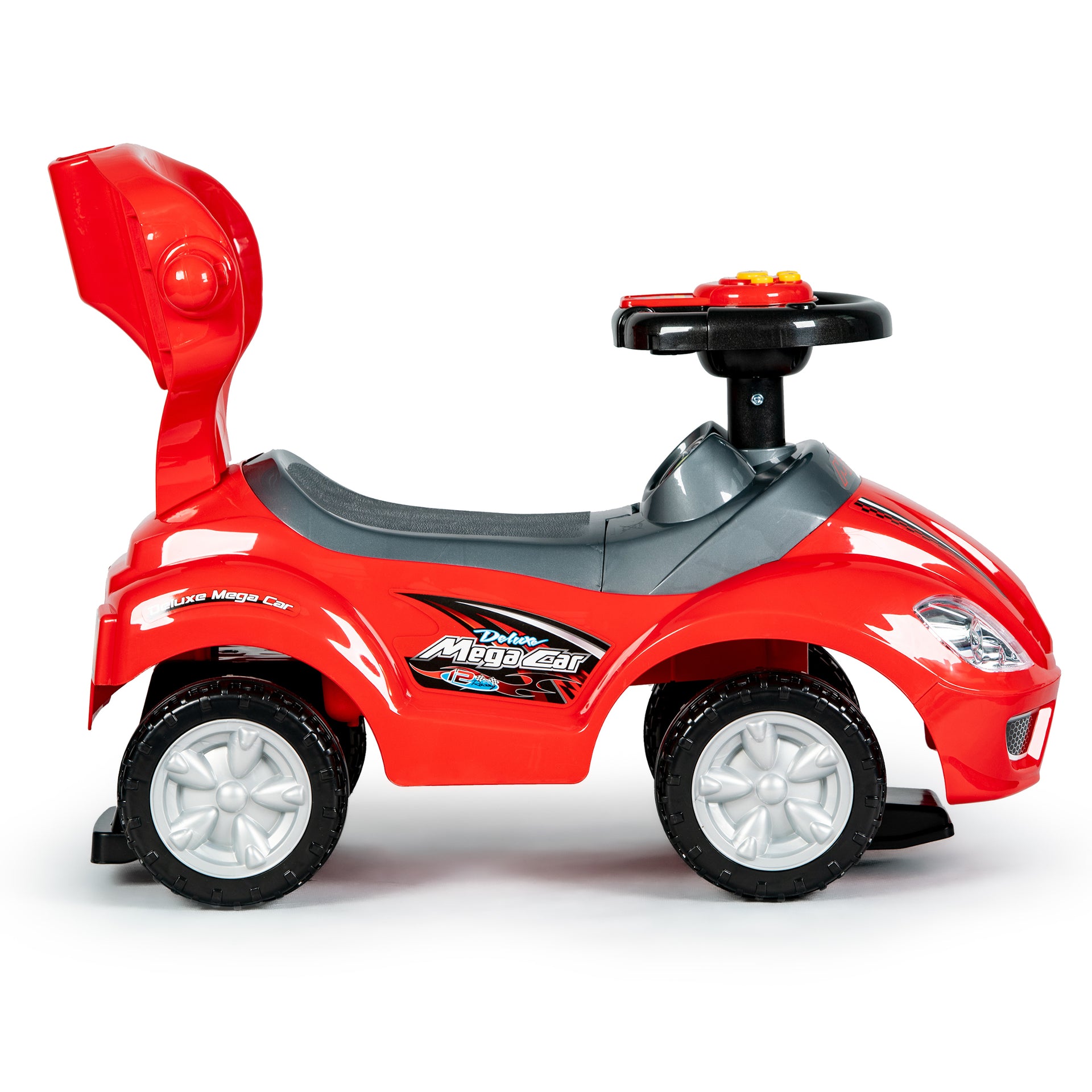 Brauciet ar rotaļu stumjamo automašīnu Walker ar rokturi 3in1-red