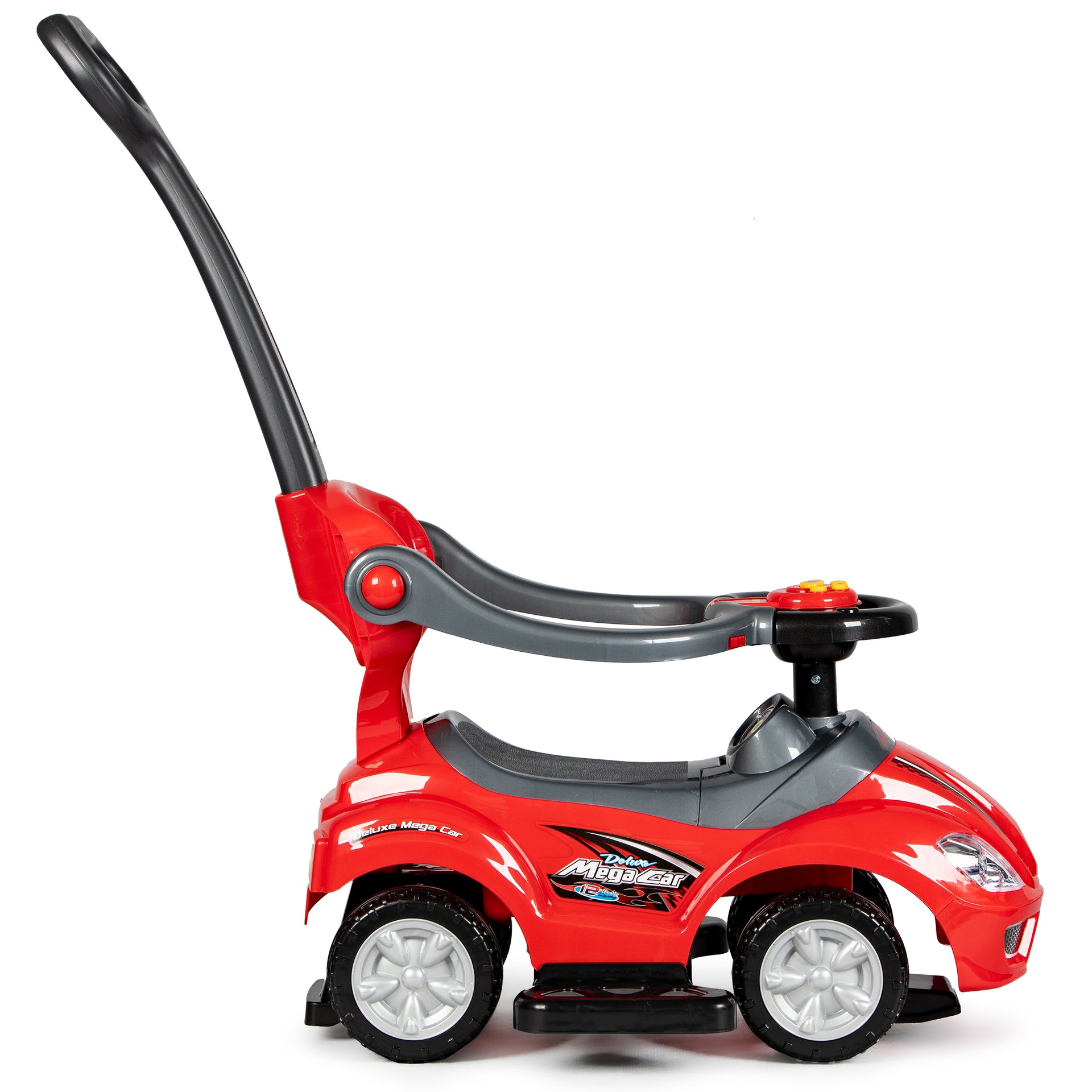Brauciet ar rotaļu stumjamo automašīnu Walker ar rokturi 3in1-red