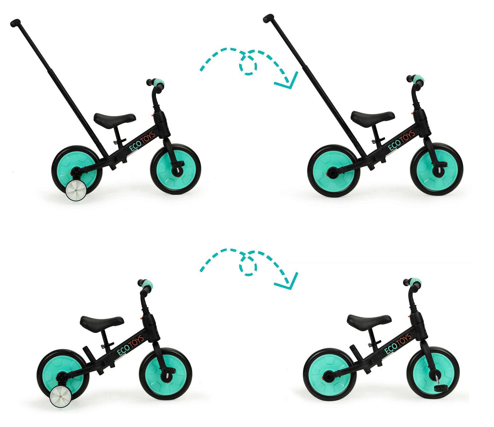 Balansa velosipēds ar pedāļiem - apmācība 3in1 Ecotoys blue