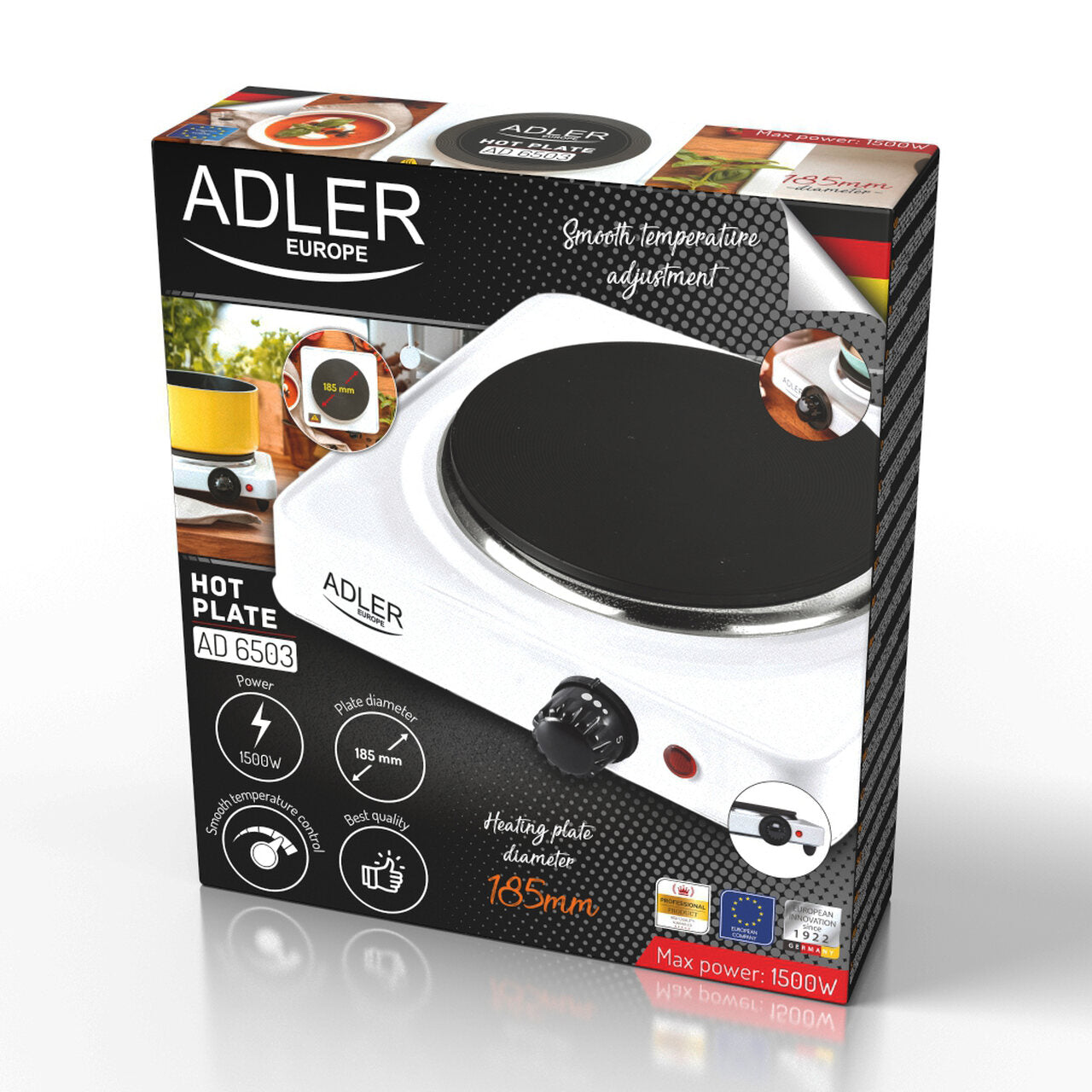 Adler AD 6503 Viendegļa elektriskā ceļojuma plīts 1500 W plīts