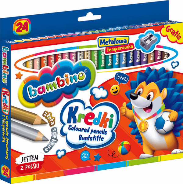 BAMBINO Zīmulīši koka rāmī 24 krāsas + asināmais asināmais